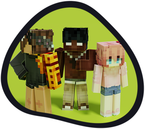 3 minecraft people standing