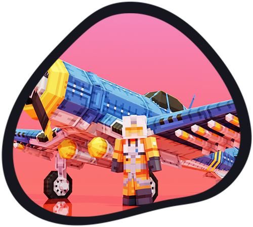 miencraft person standing next to custom plane