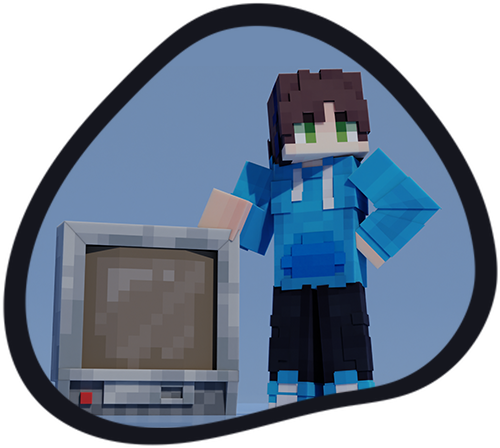 minecraft person stading next to tv